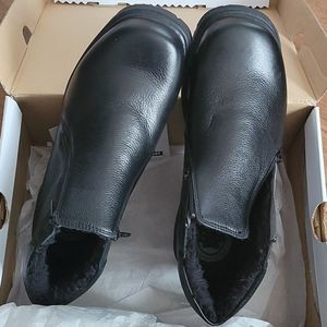 Women's Wide Walking Double Zipper Fur Lined Shoes